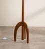 Skyrocket Handcrafted Tripod Base Natural Teak Wood Floor Lamp with Pink Fabric Shade for Living Room and Bedroom
