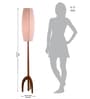 Skyrocket Handcrafted Tripod Base Natural Teak Wood Floor Lamp with Pink Fabric Shade for Living Room and Bedroom