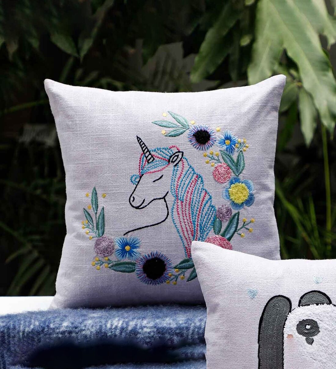 Buy Sleeping Unicorn (19.7x13.8) Multicolour Colour Kids Cushion Cover ...