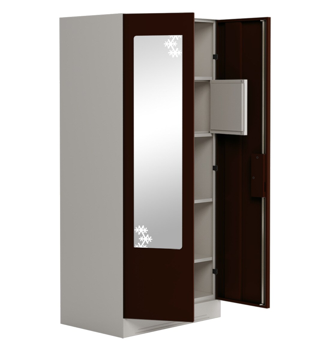 Buy Slimline 2 Door Almirah (with Mirror) in Russet Colour by Godrej