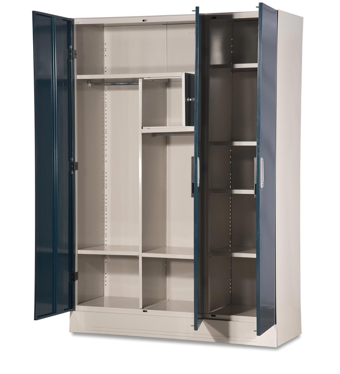 Buy Slimline 3 Door Wardrobe with Locker in Pacific Blue Colour by