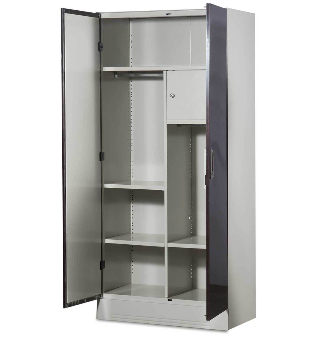 Buy Slimline 2 Door Wardrobe with Locker in Dark Wood Color by Godrej