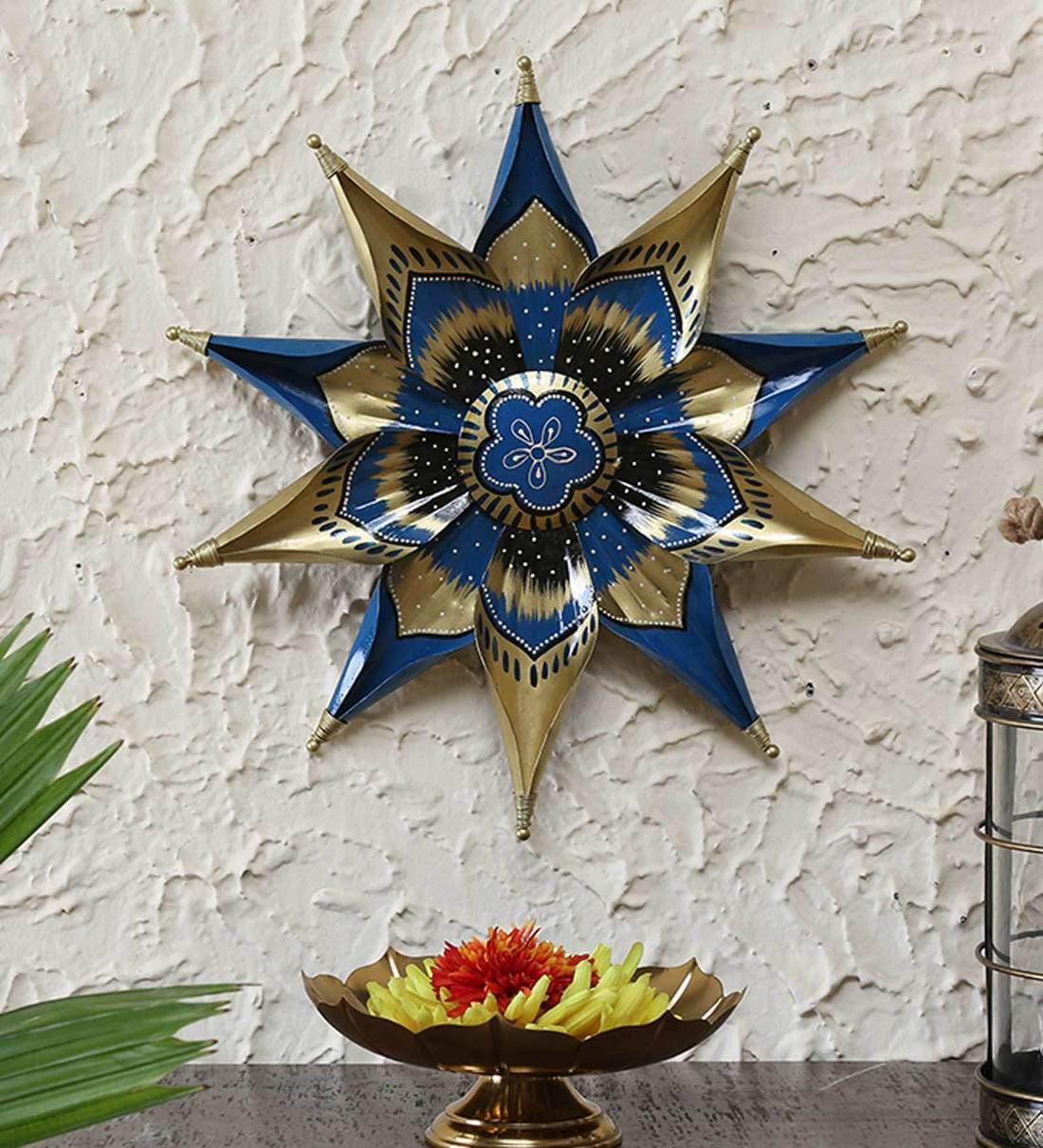 Buy Sliver And Blue Metal Decorative Wall Art By Godeccor Online Floral Metal Art Metal Wall Art Home Decor Pepperfry Product