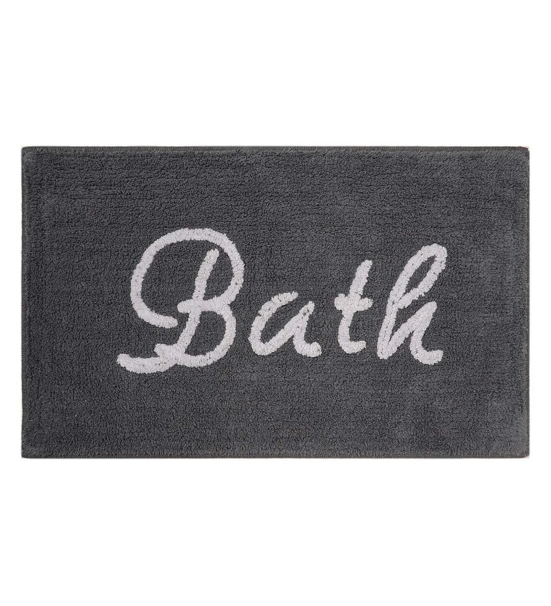 Buy Grey Slogan Cotton 30x18 Inches Max Absorbant Bath Mat by Saral