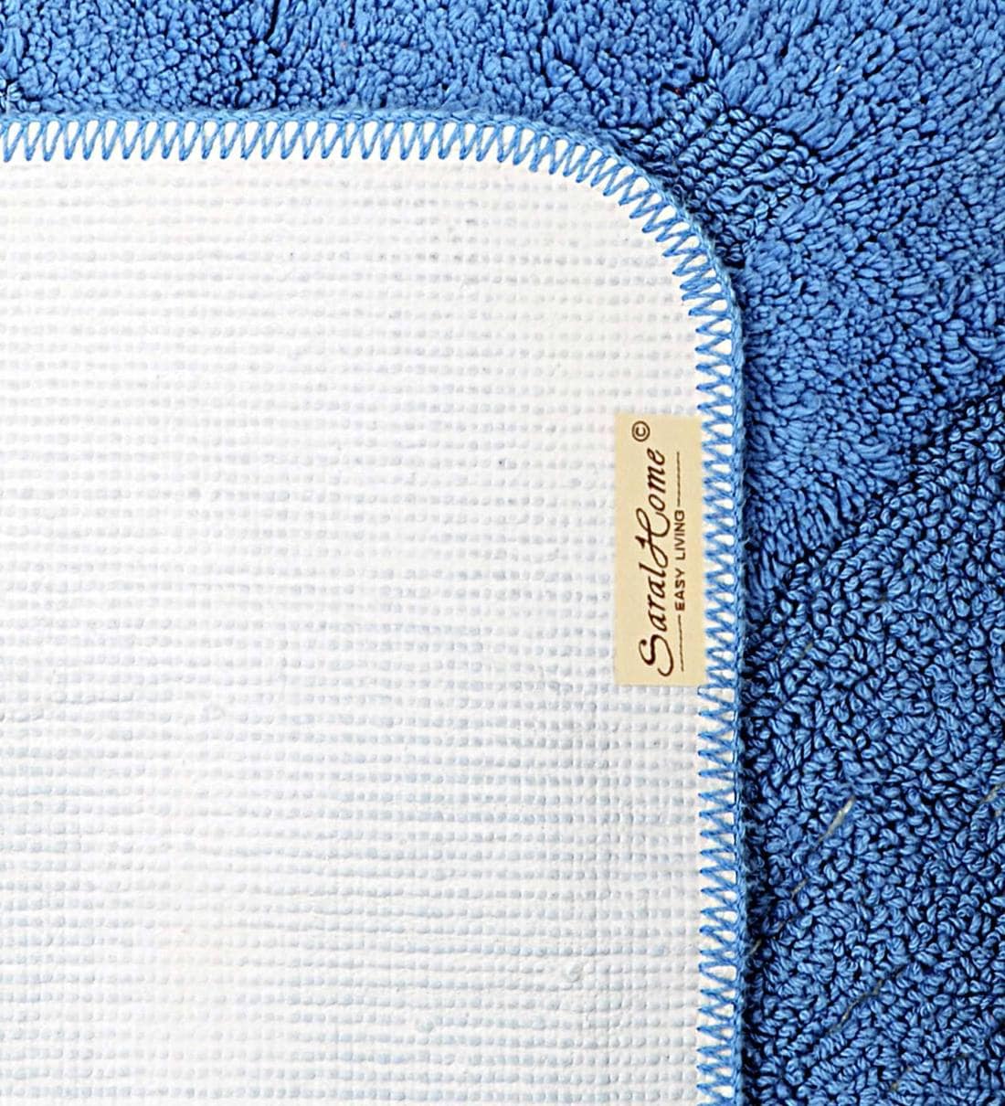 Buy Blue Cotton Slogan Pattern 32X20 Inches Antiskid Bath Mat by Saral