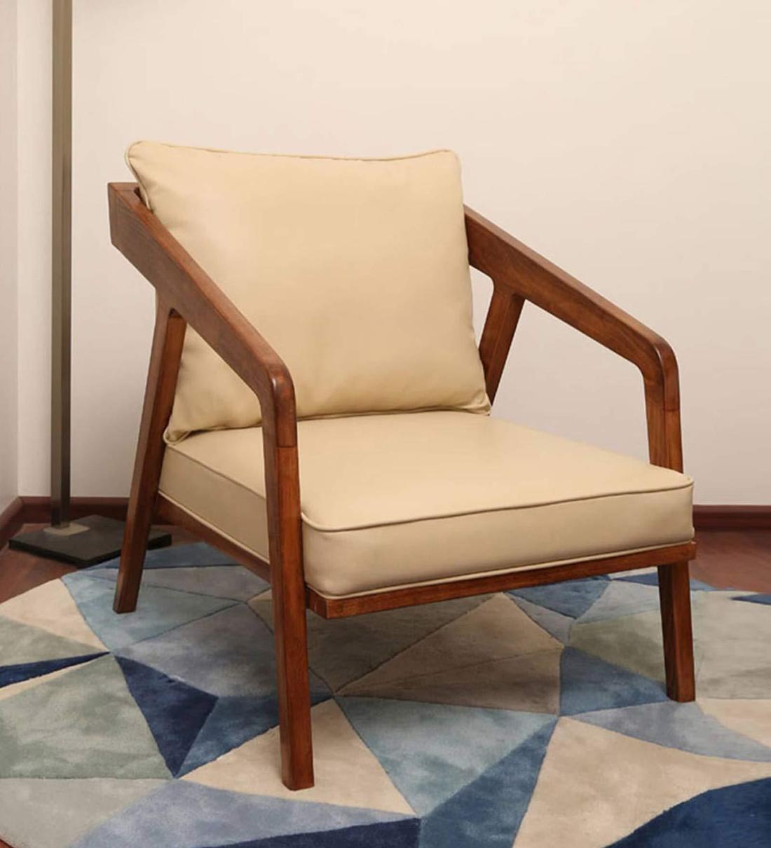 Buy Slope Solid Wood Armchair in Walnut Finish by F9 Furnichair Online