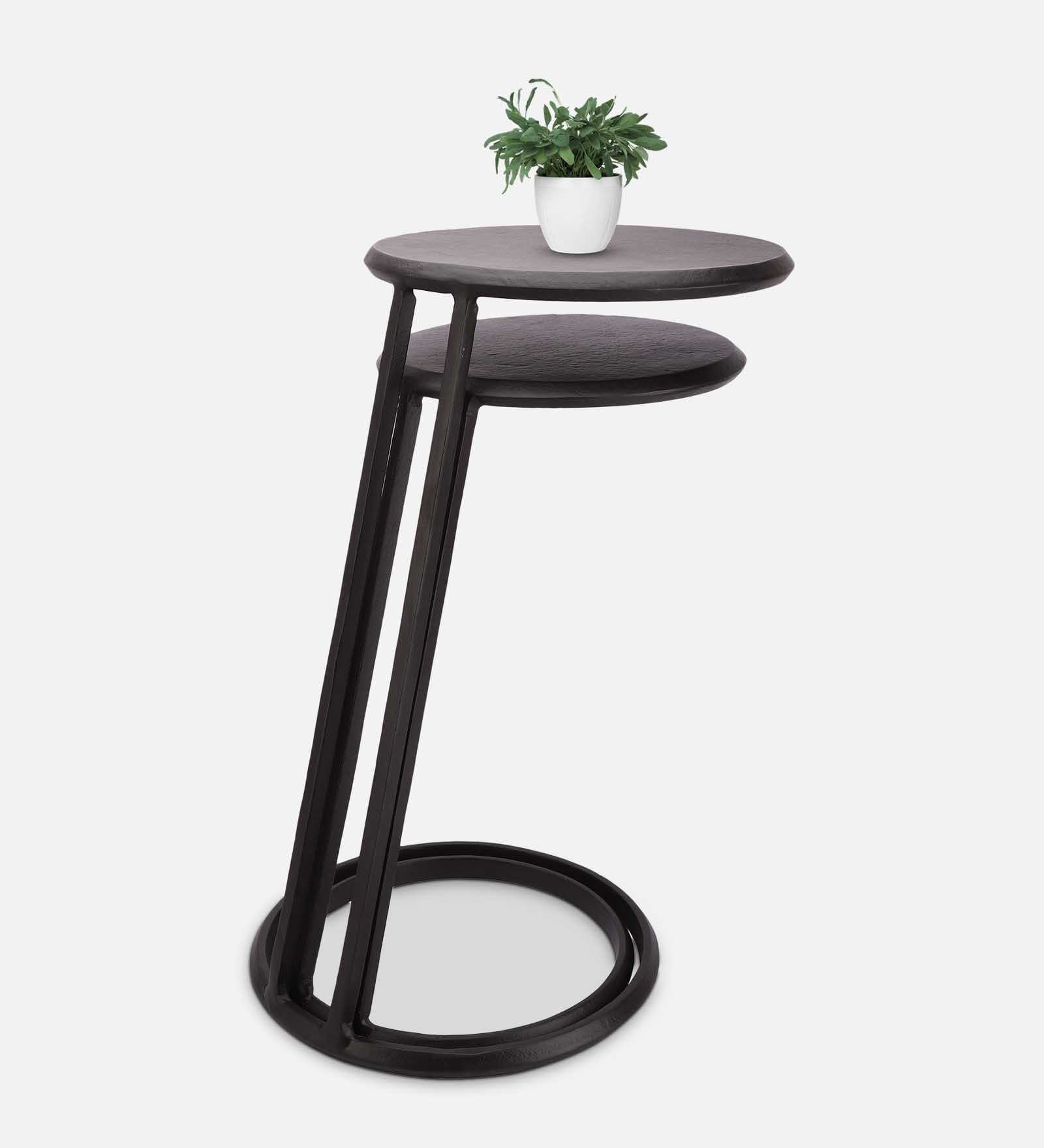 Slanted Metal Nest Of Tables In Black Colour