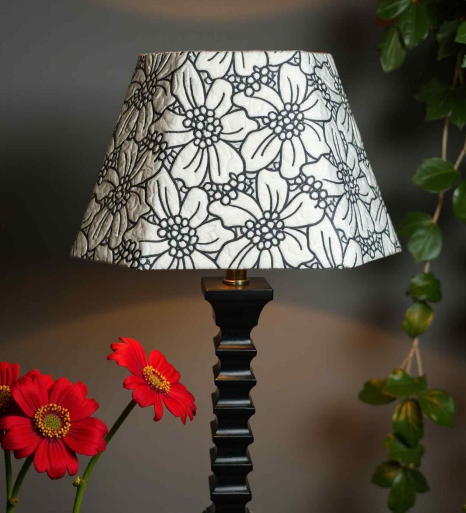 Slate Embossed Satin Lampshade