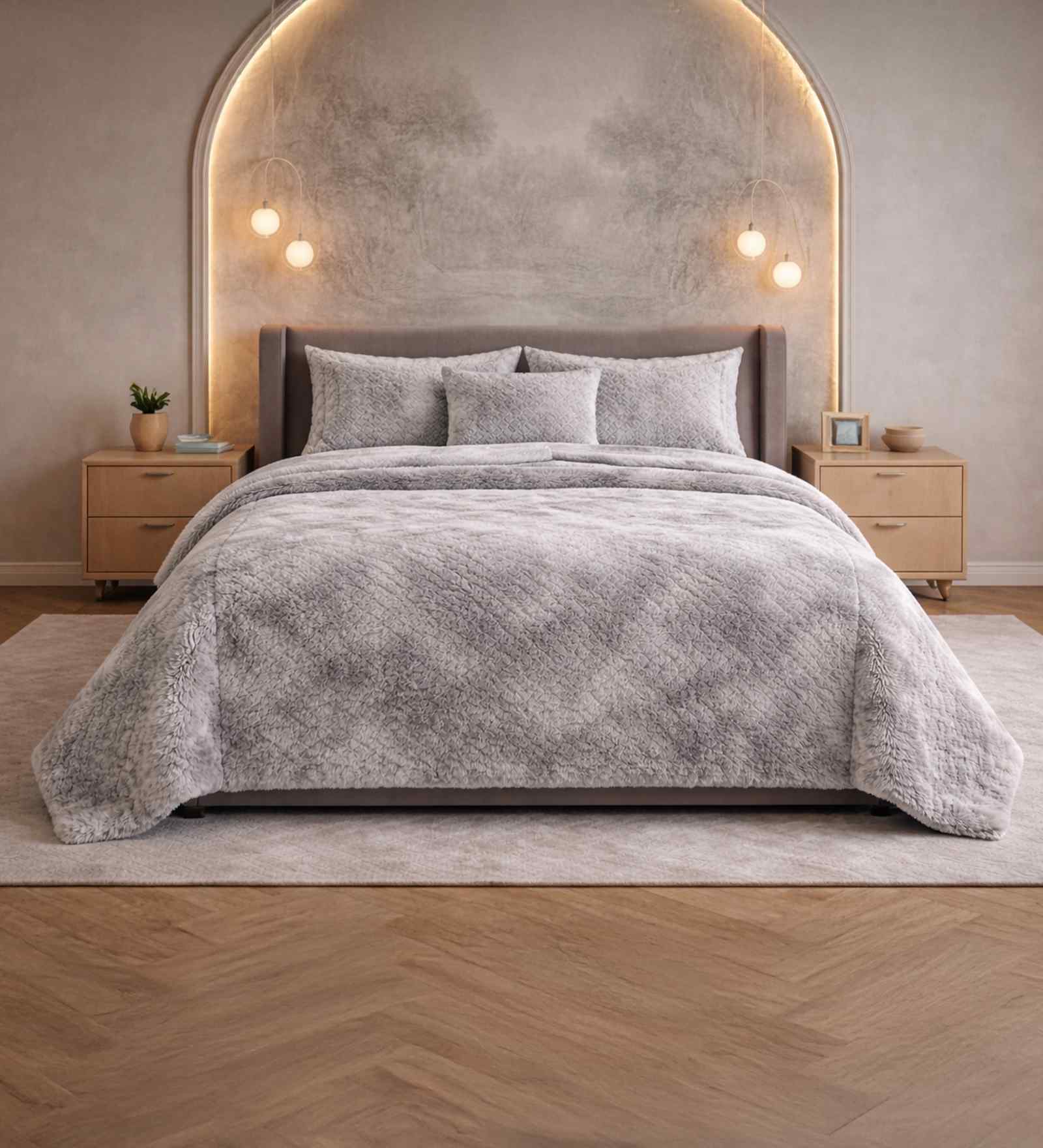 Slate Gray Tie & Die Microfiber Ultra Soft 300GSM Double Bed Quilt