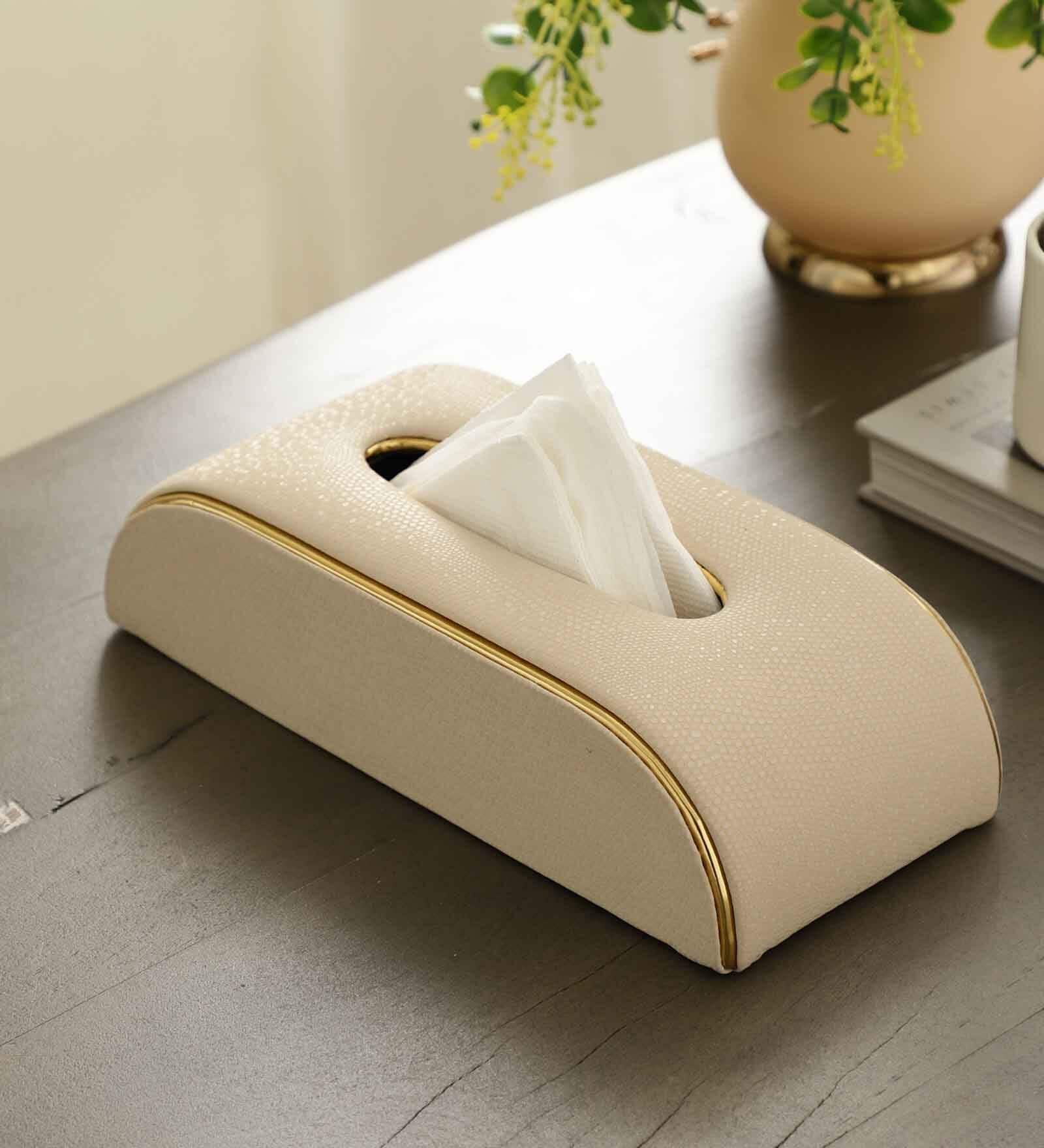 Sleek Slant Leather Napkin Box
