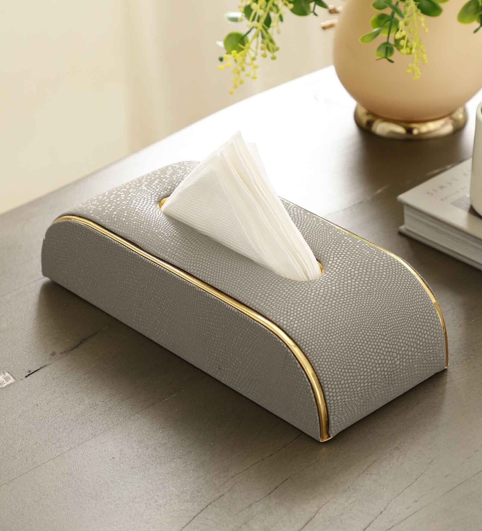 Sleek Slant Leather Napkin Box