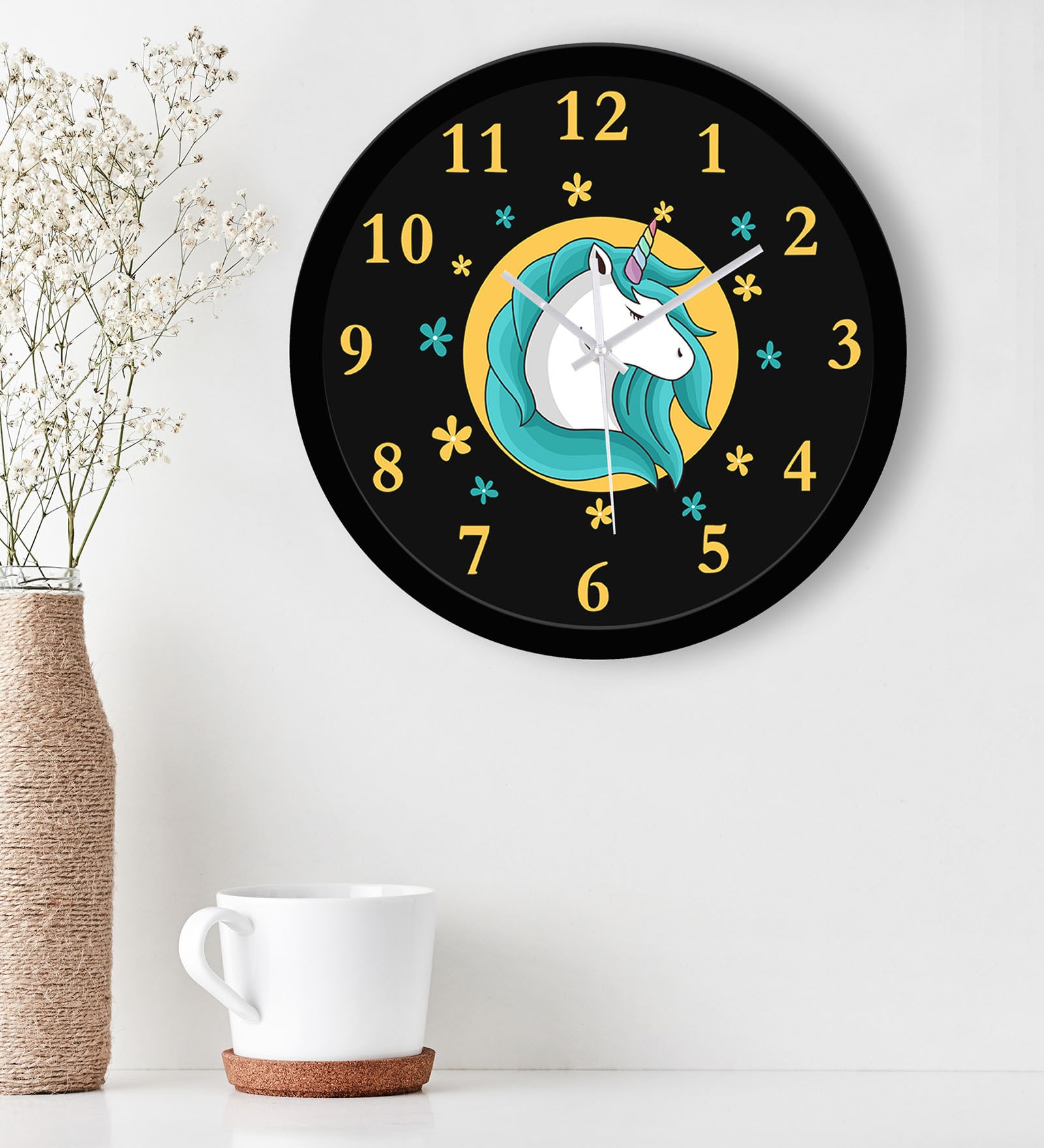 Multicolor Plastic Sleeping Unicorn Kids Wall Clock