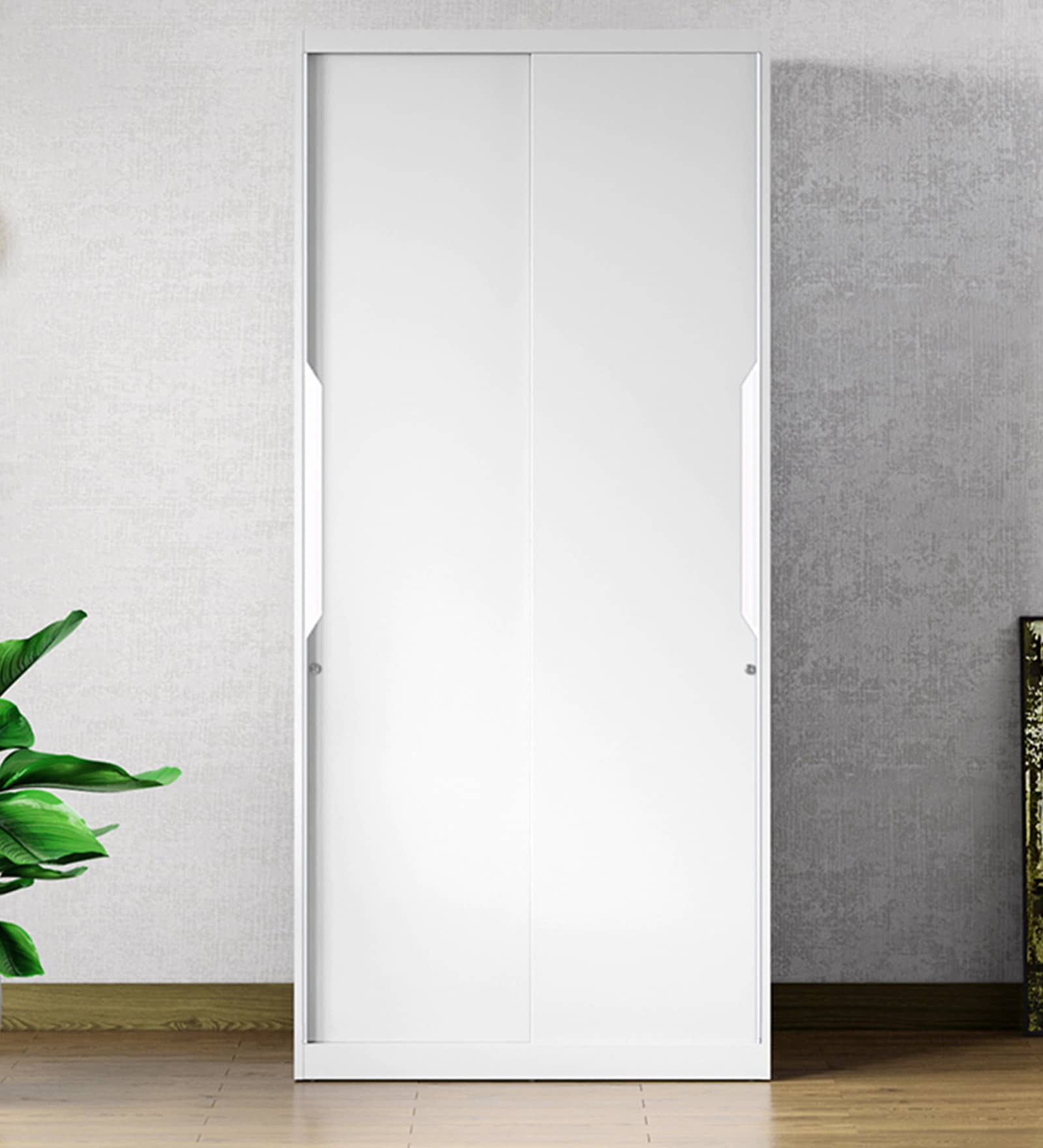 Slide N Store Compact Plus Steel 2 Door Wardrobe in Textured Bond White Colour