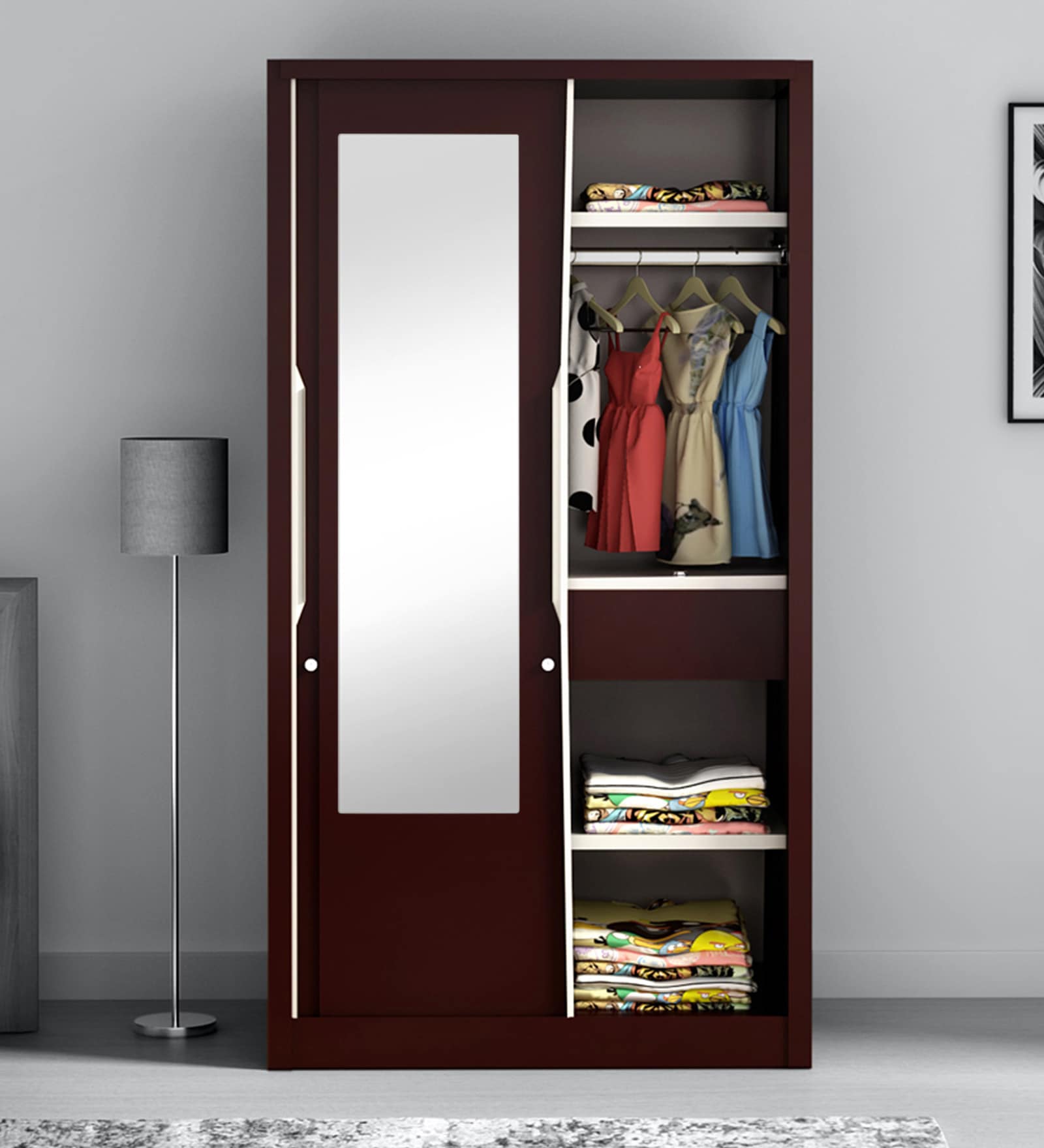 Slide N Store Pro 2 Door Sliding Wardrobe in Tex ShellWine Red Finish