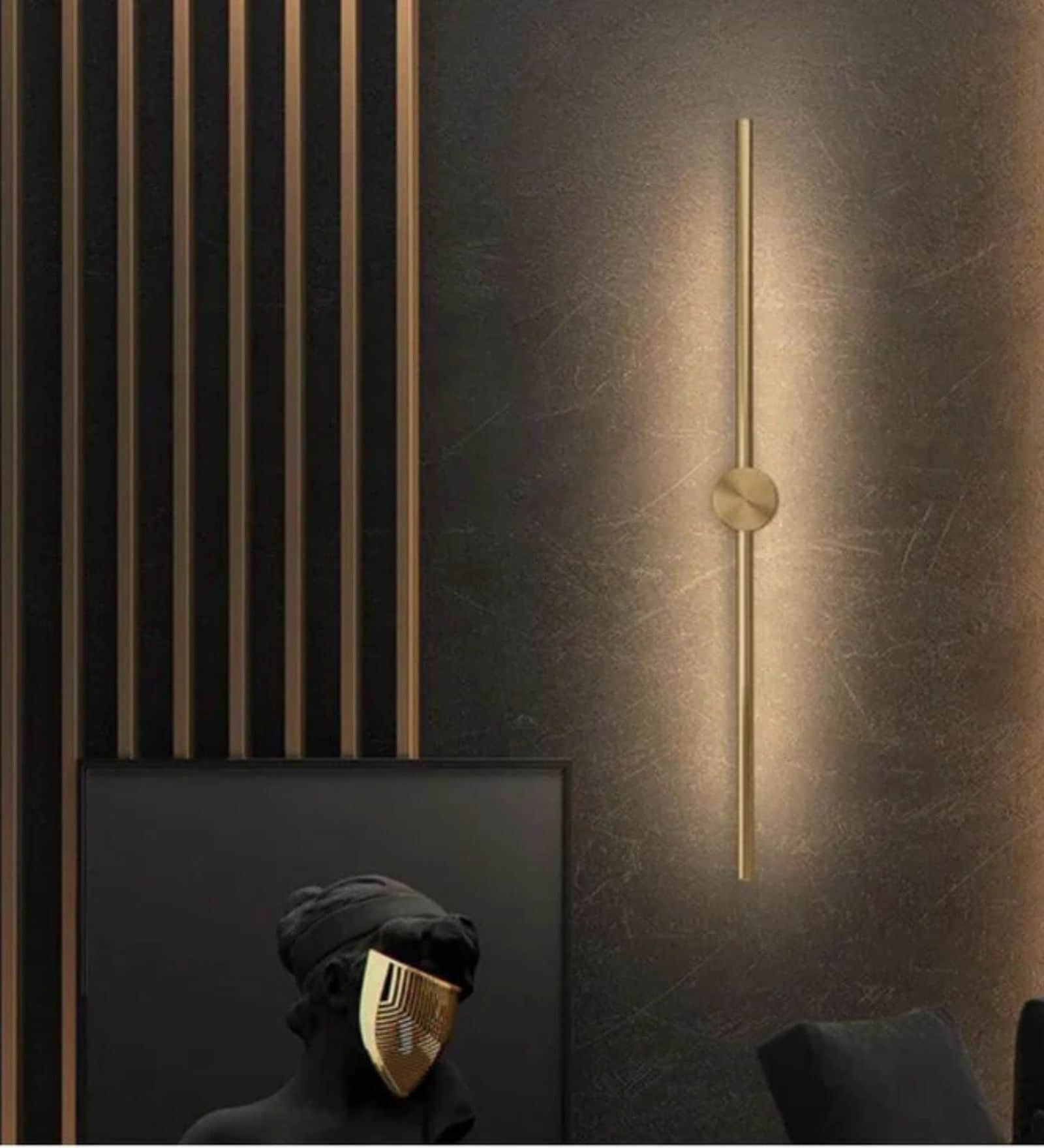 Slim Vertical Wall Light   Modern Minimalism in Brushed Gold