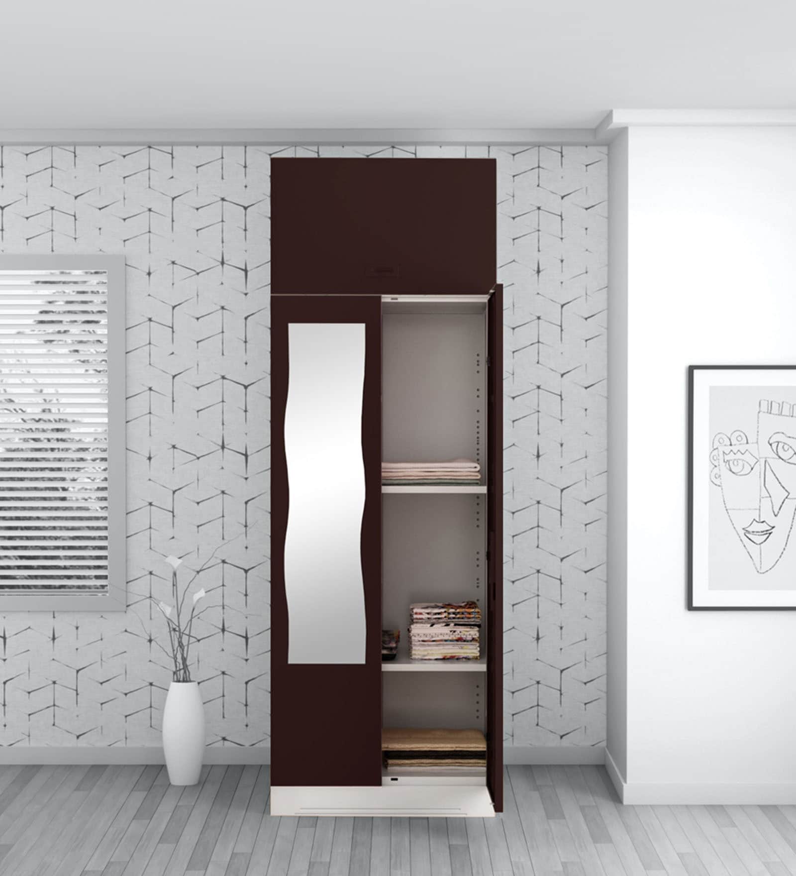 Slimline 2 Door Almirah (with Mirror) in Russet Colour