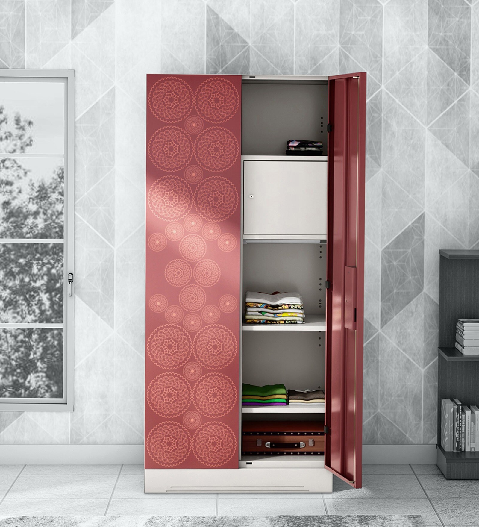 Slimline 2 Door Almirah in Russet & Copper Brown Colour
