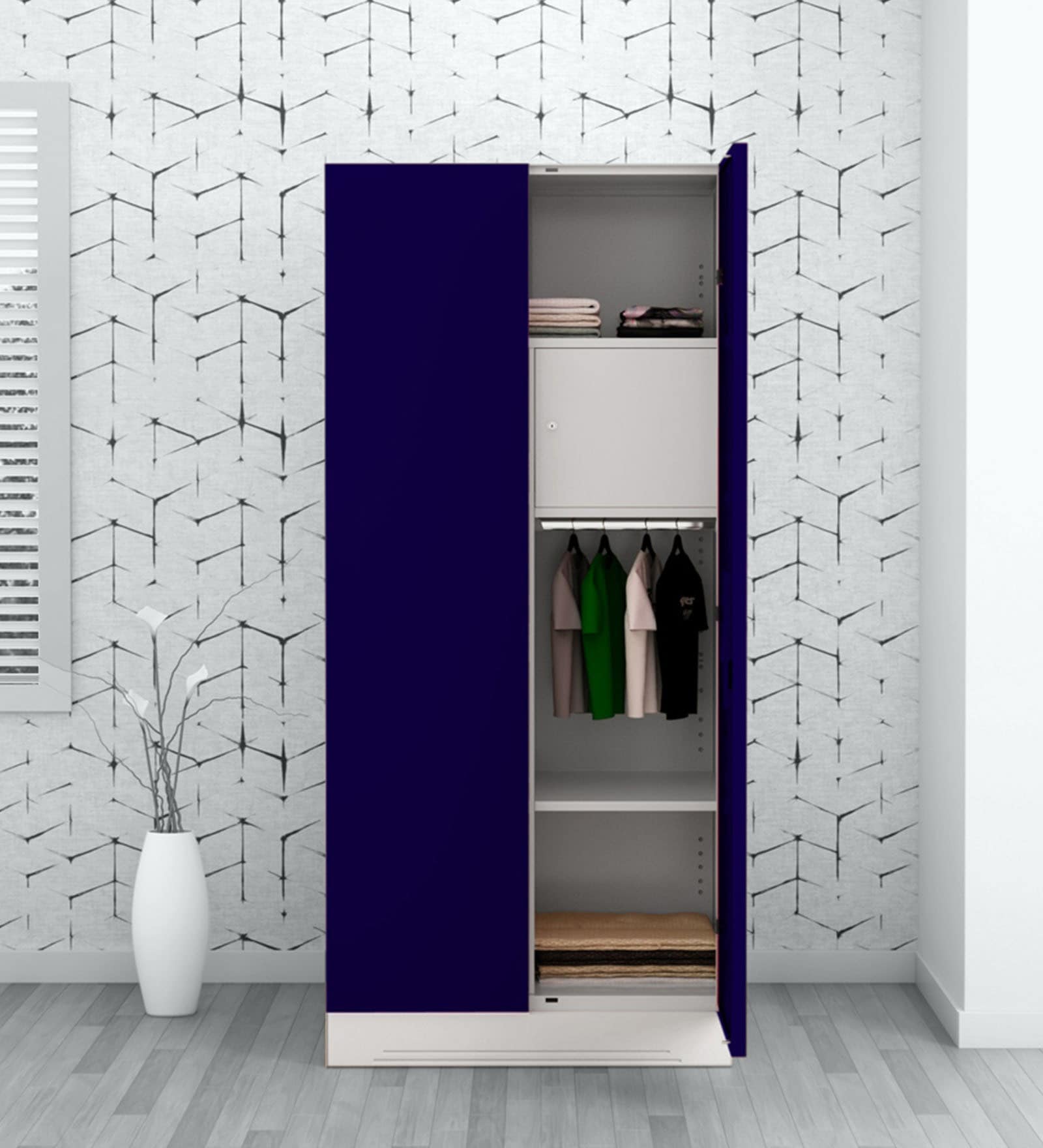 Slimline 2 Door Almirah in Textured Ultra Marine Blue Colour Slimline 2 Door Almirah in Textured Ultra Marine Blue Colour