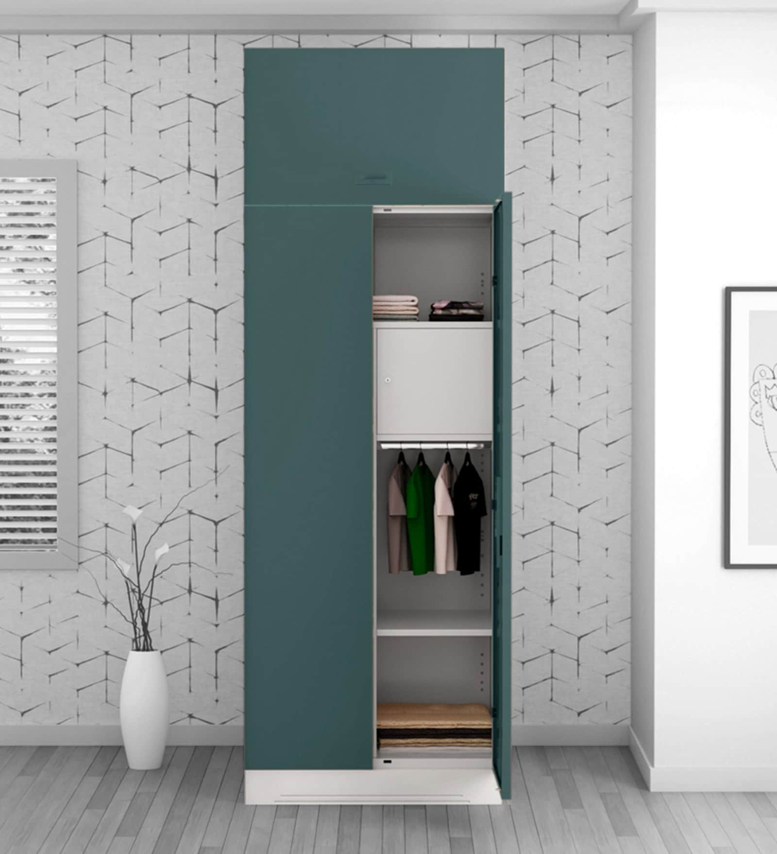 Slimline 2 Door O2 Steel Almirah in Textured Sea Pine Colour