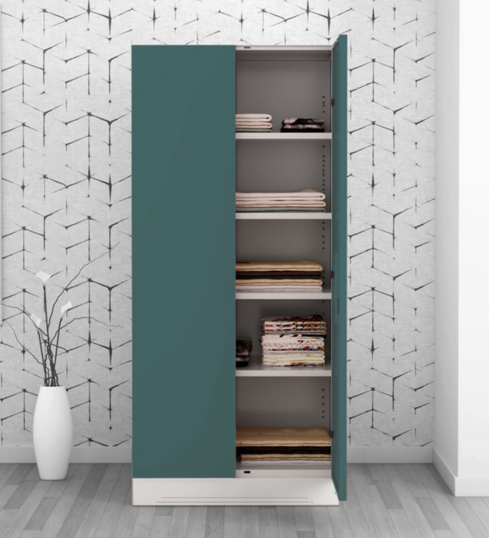 Slimline Metal 2 Door Almirah in Textured Sea Pine Colour