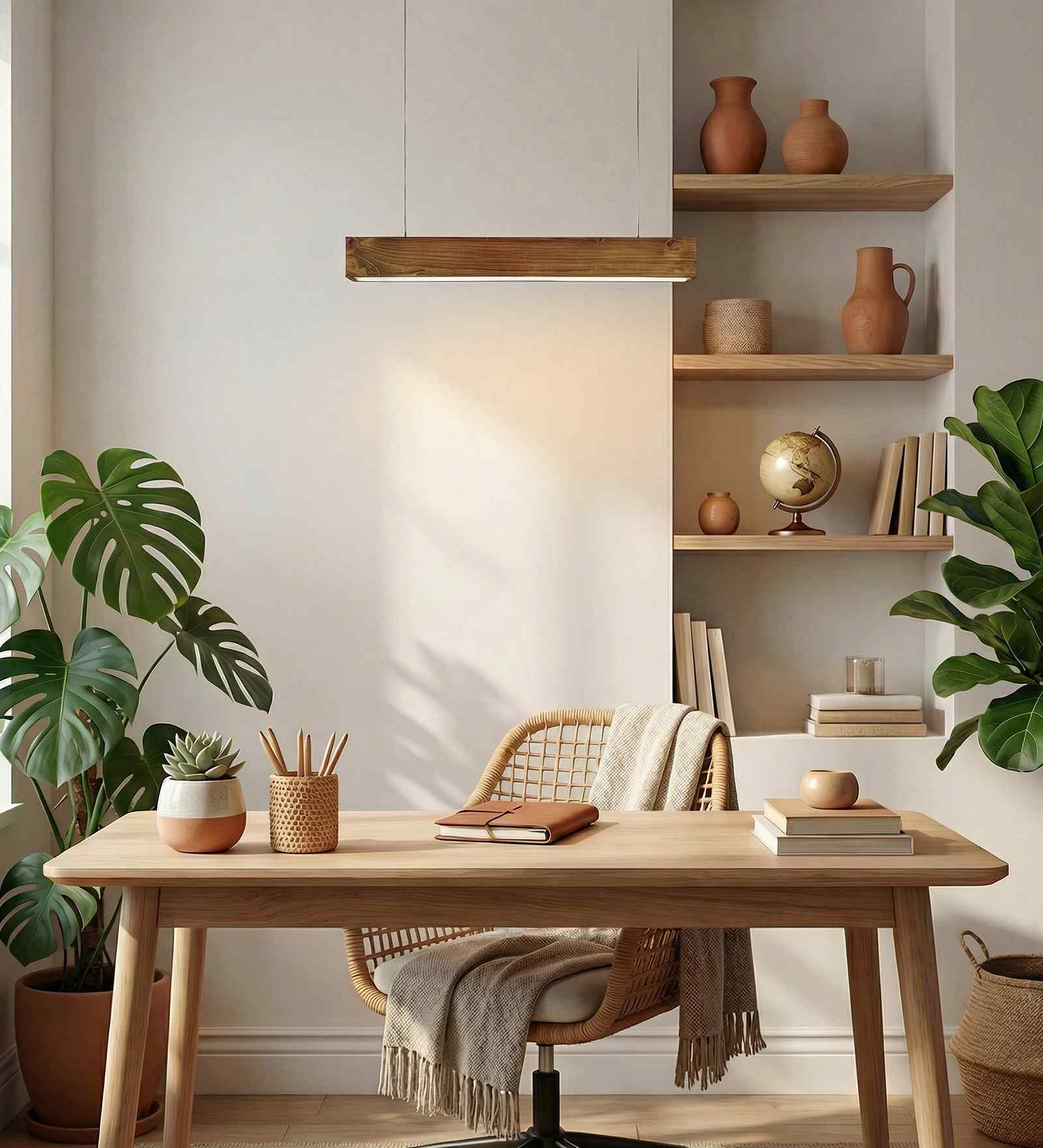 Slimline 24 Brown Wooden LED Hanging Lamp