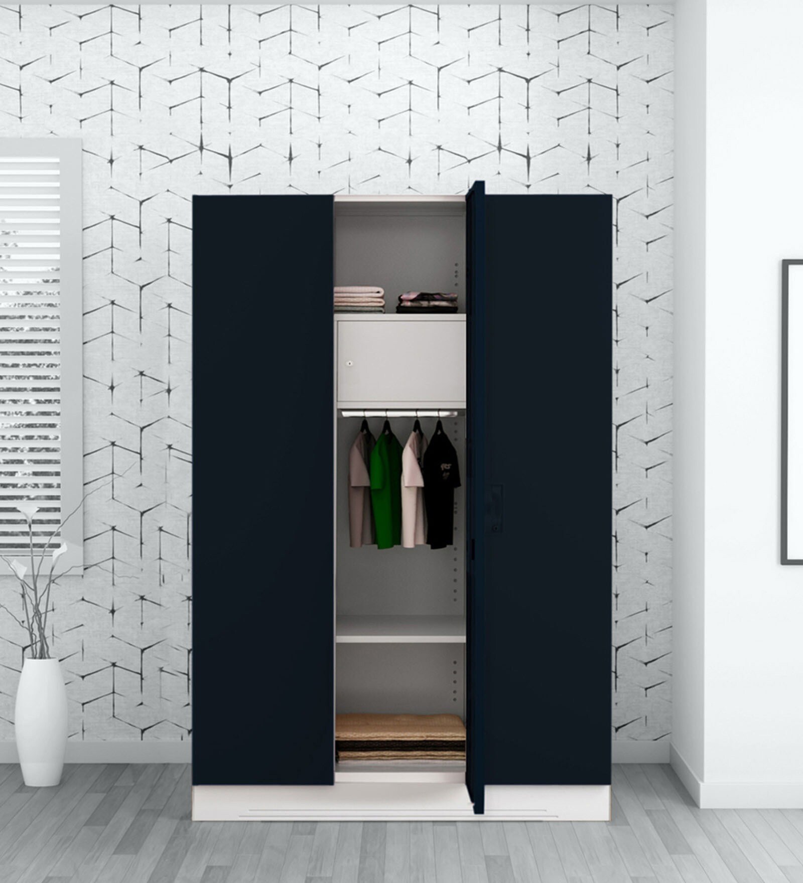 Slimline 3 Door Almirah in Pacific Blue Colour