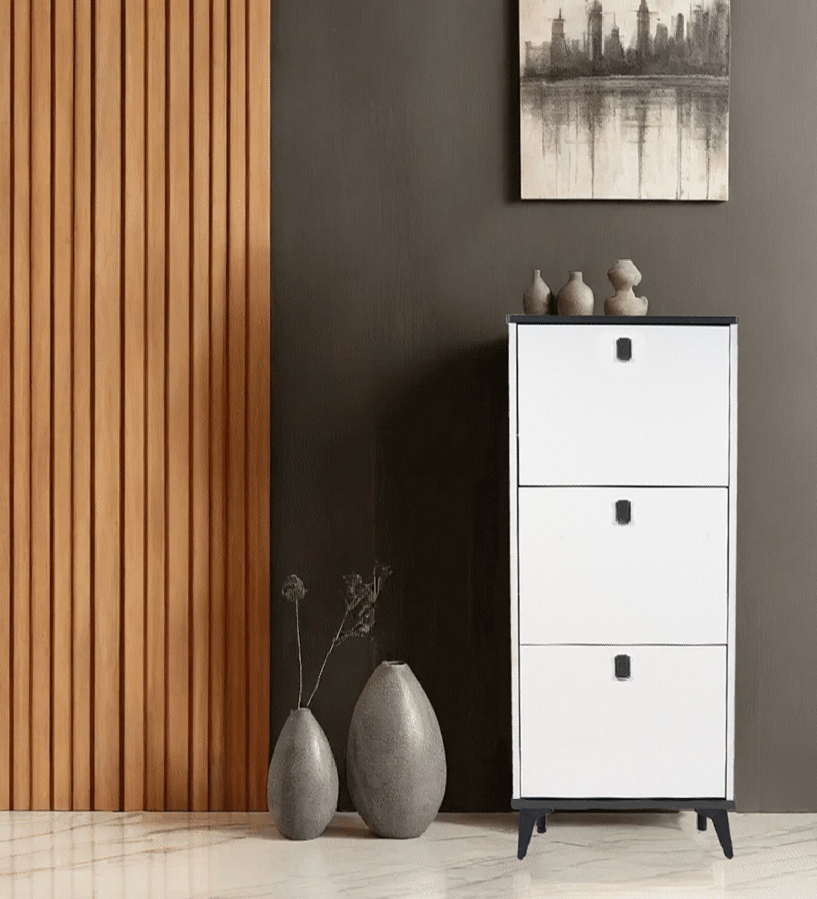 Slimline 3 Drawer Shoe Cabinet Organizer