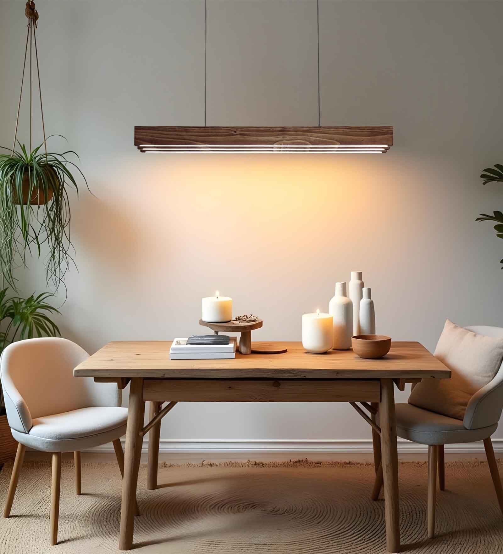 Slimline 36 Trio Brown Solid Wood Linear LED Hanging Light