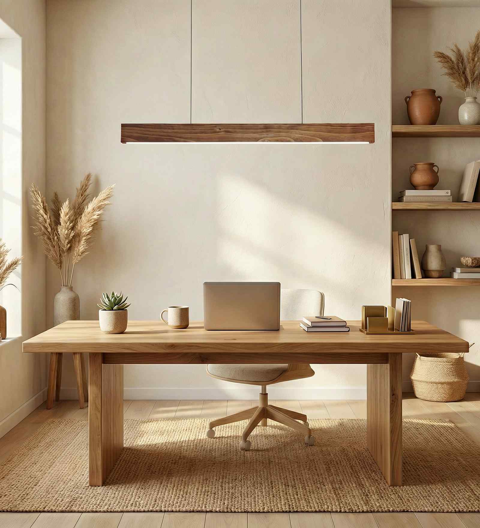 Slimline 48 Brown Solid Wood Linear LED Hanging Light