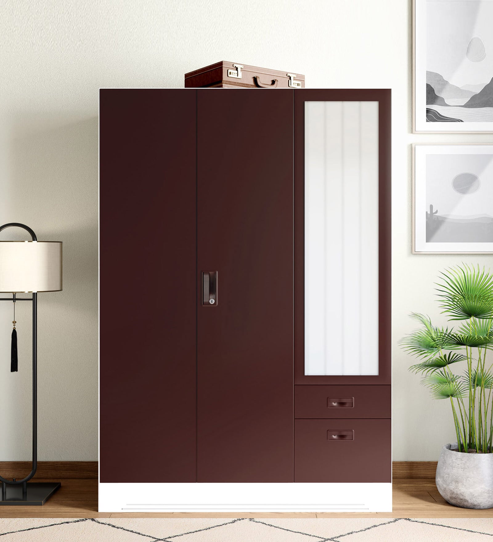 Slimline Blend Steel 3 Door Almirah in Russet Colour