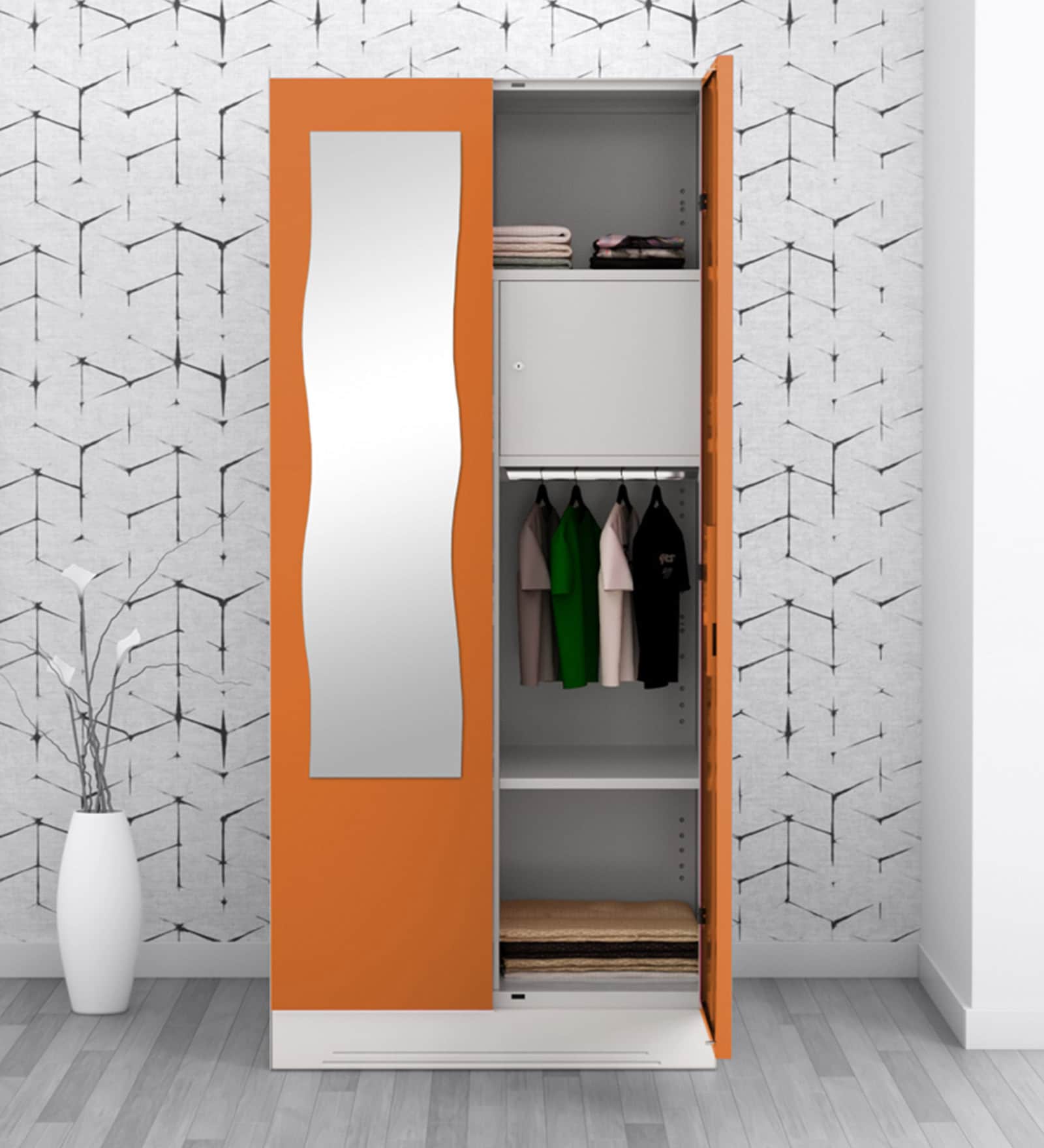 Slimline Metal 2 Door Almirah in Textured Marigold Colour