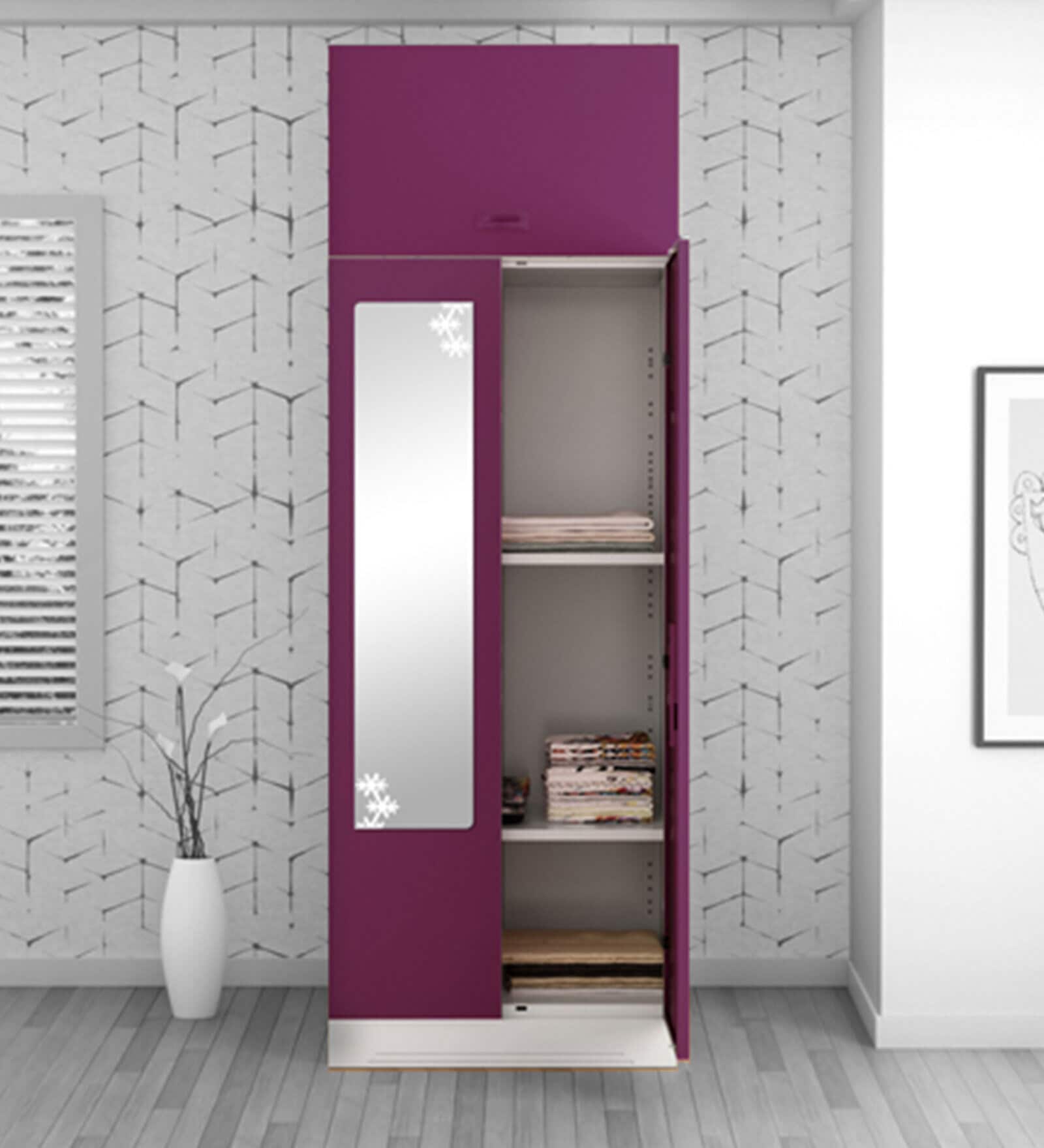 Slimline Metal 2 Door Almirah in Textured Purple & Grey Colour Slimline Metal 2 Door Almirah in Textured Purple & Grey Colour