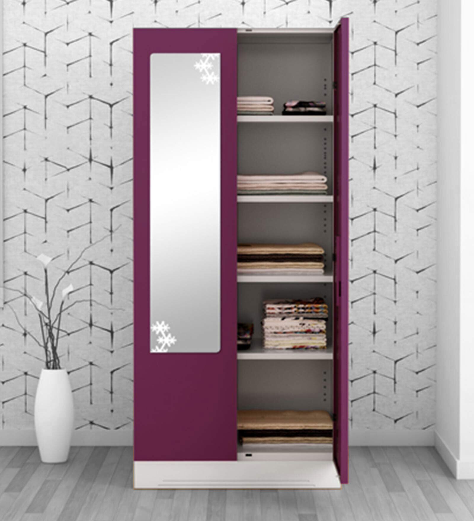 Slimline Metal 2 Door Almirah in Textured Purple & Grey Colour