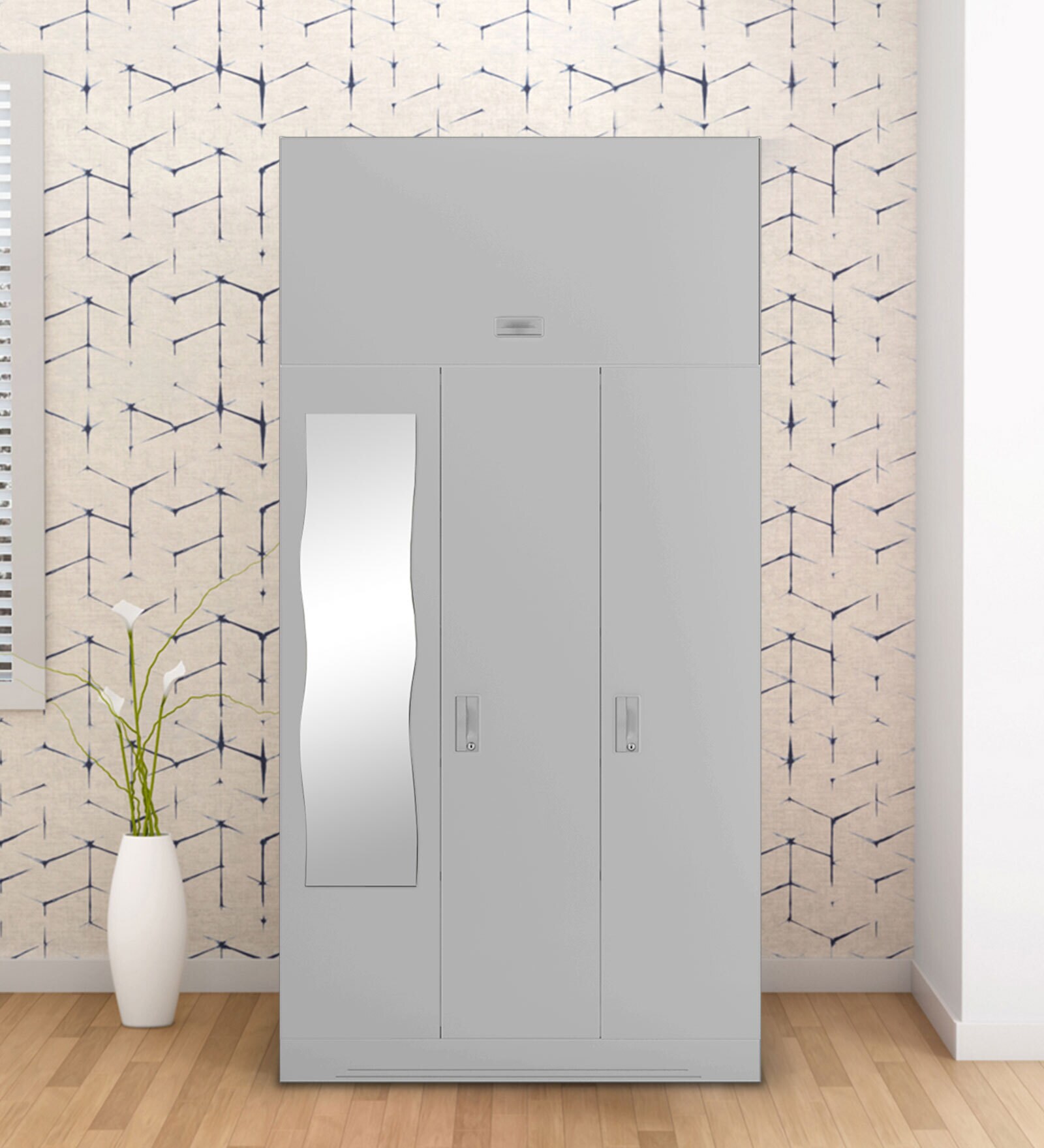 Slimline Metal 3 Door Almirah in Royal Ivory Colour