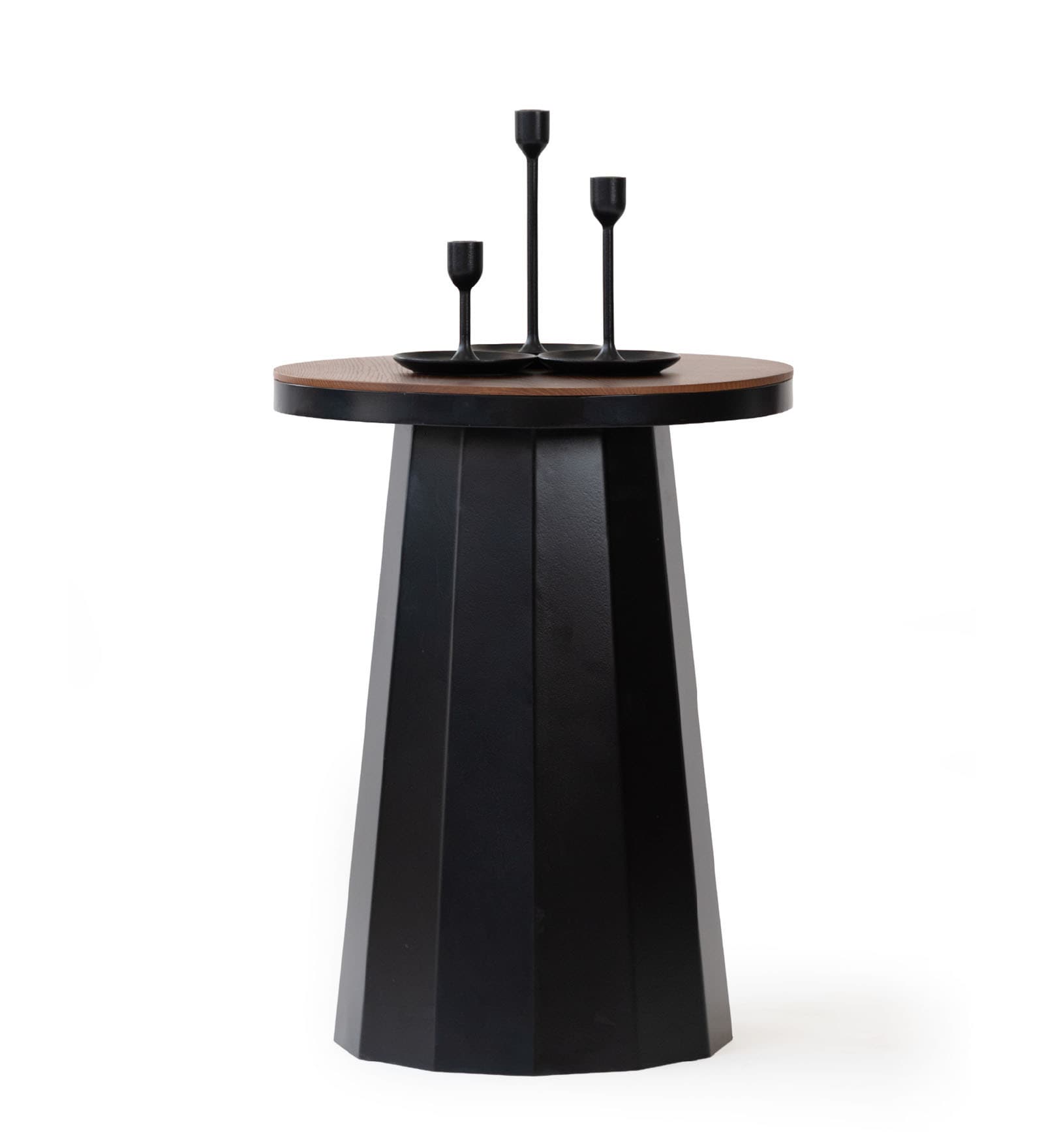 Slip Metal Side Table in Matte Black & Exotic Teak Finish Slip Metal Side Table in Matte Black & Exotic Teak Finish