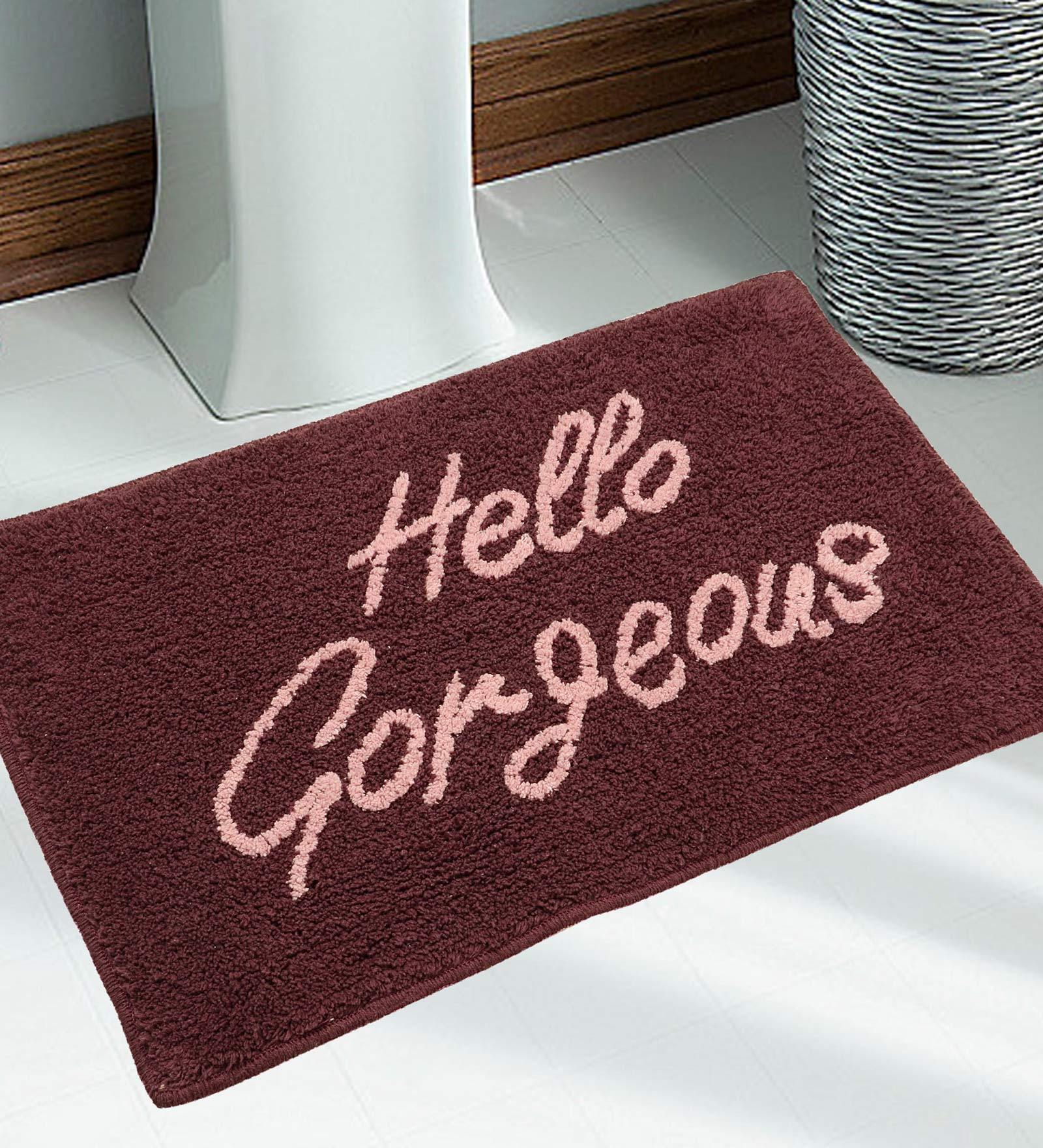 Buy Purple Cotton Slogan Pattern 30X18 Inches Max Absorbent Bath Mat by