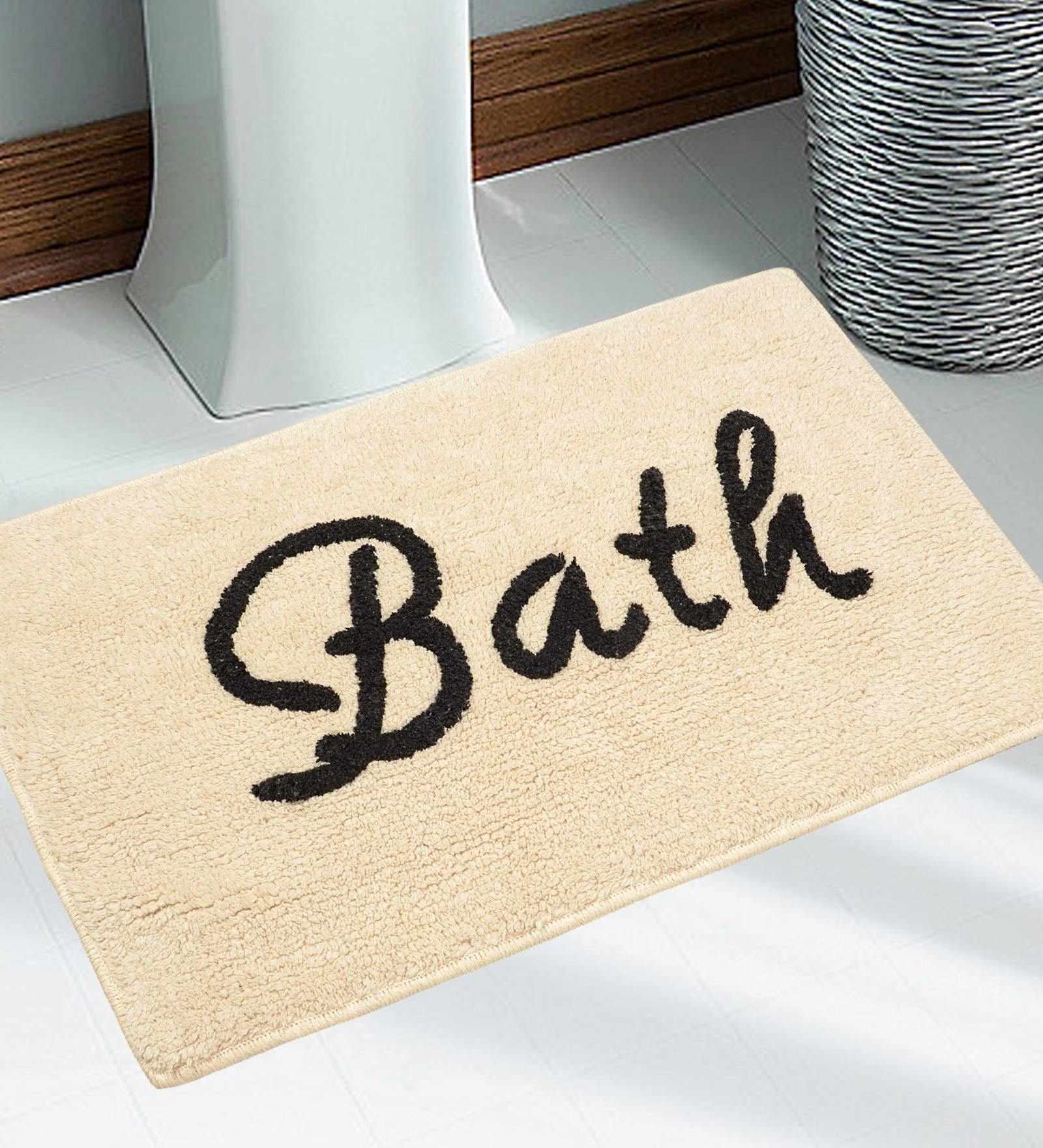 Cream Slogan  Cotton 30x18 Inches Max Absorbant Bath Mat