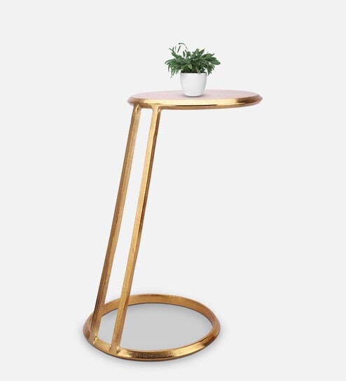 Slanted Metal End Tables In Gold Colour