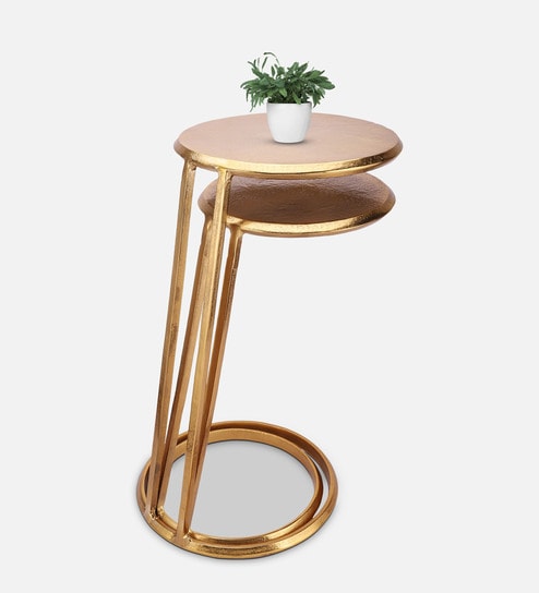 Slanted Metal Nesting Tables In Gold Colour