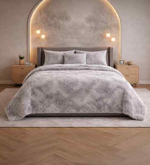 Slate Gray Tie & Die Microfiber Ultra Soft 300GSM Double Bed Quilt