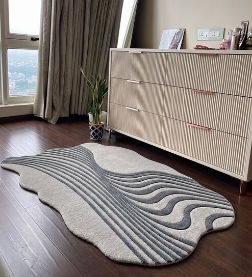 Slate Grey Wool & Silk 5 X 3 Feet Rectangle Carpet-image-11