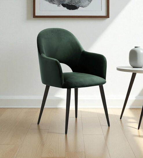 Sleek Contemporary Accent Chair with Metallic Legs in Green Colour