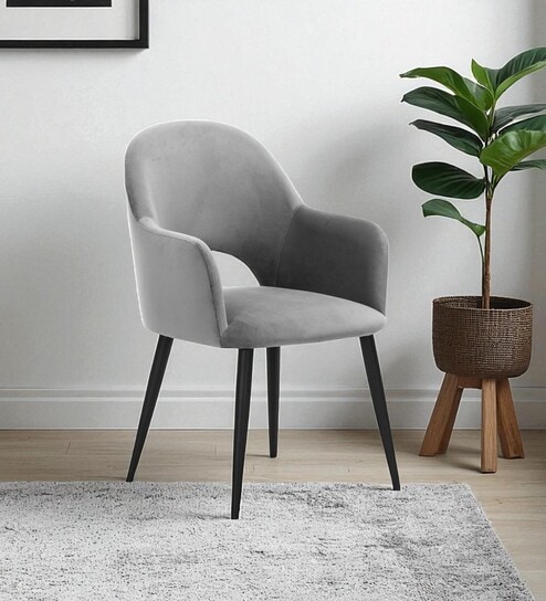 Sleek Contemporary Accent Chair with Metallic Legs in Grey Colour