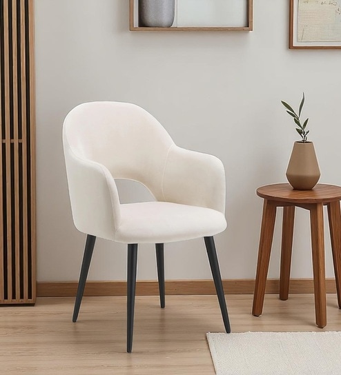 Sleek Contemporary Accent Chair with Metallic Legs in White Colour