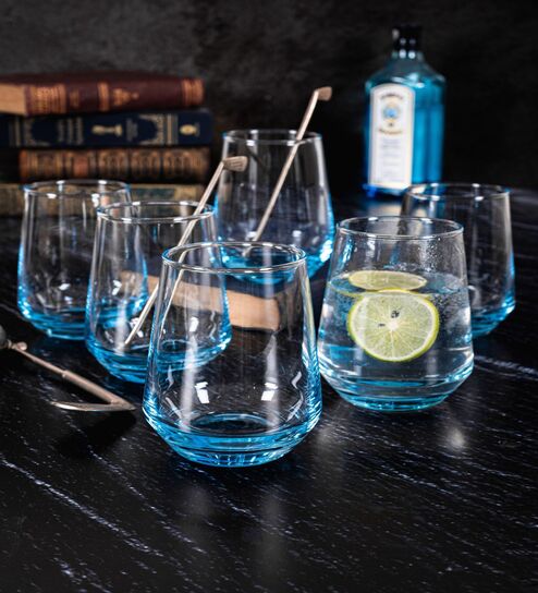 Slender  400ml Blue Glass (Set of 6)  Everyday Glasses