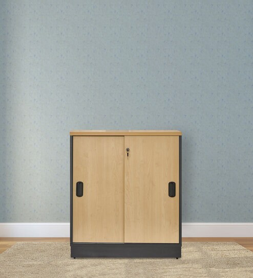 Buy Sliding Door Cabinet In Maple Colour By Fonzel Online File