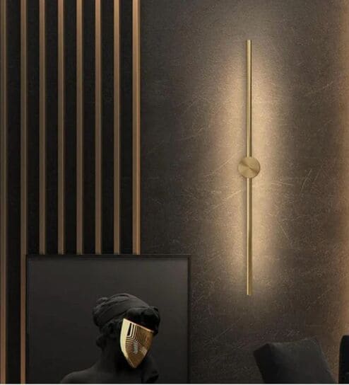 Slim Vertical Wall Light   Modern Minimalism in Brushed Gold