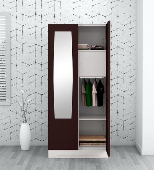 Slimline 2 Door Almirah (with Mirror) in Russet Colour
