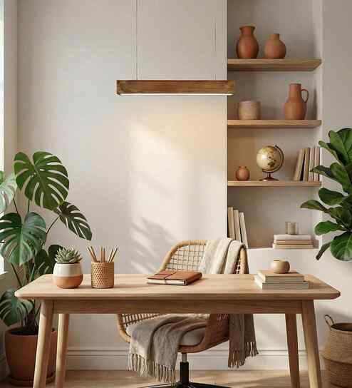 Slimline 24 Brown Wooden LED Hanging Lamp