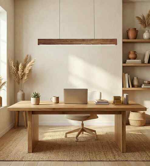 Slimline 48 Brown Solid Wood Linear LED Hanging Light